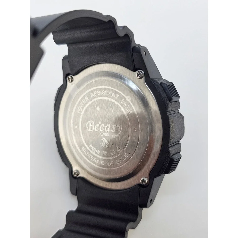 Beeasy Men's‎ Digital Sports Watch 49MM Black Plastic Bands Light Working